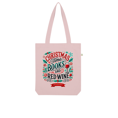 Christmas Time Books and Red Wine (UK) Organic Tote Bag