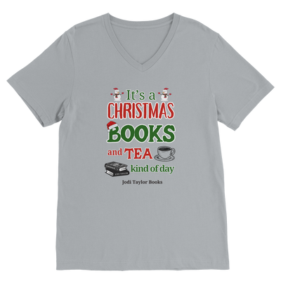 It's a Christmas Books and Tea Kind of Day (UK) Classic V-Neck T-Shirt