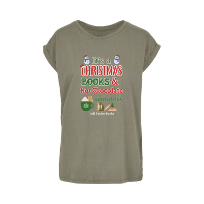 It's a Christmas Books and Hot Chocolate Kind of Day (UK) Women's Extended Shoulder T-Shirt XS-5XL