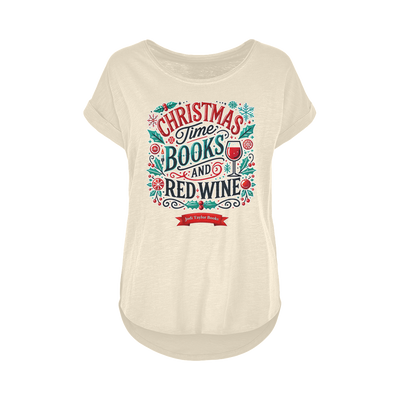 Christmas Time Books and Red Wine (UK) Women's Long Slub T-Shirt XS-5XL