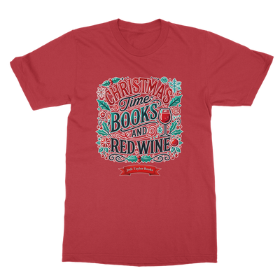 Christmas Time Books and Red Wine (UK) Classic Adult T-Shirt up to 5XL