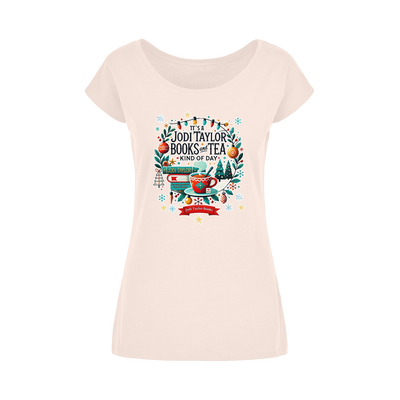 It's a Christmas Books and Tea Kind of Day (UK) Wide Neck Womens T-Shirt XS-5XL