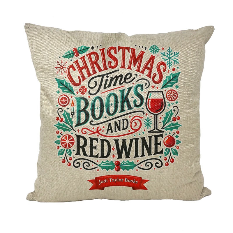 Christmas Time Books and Red Wine (UK) Cushion Covers