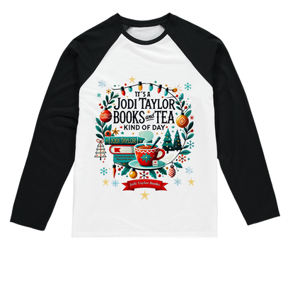 It's a Christmas Books and Tea Kind of Day (UK) Baseball Long Sleeve T-Shirt