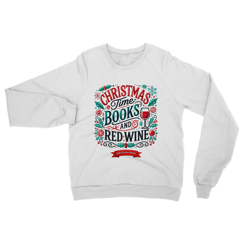 Christmas Time Books and Red Wine (UK) Classic Adult Sweatshirt up to 5XL