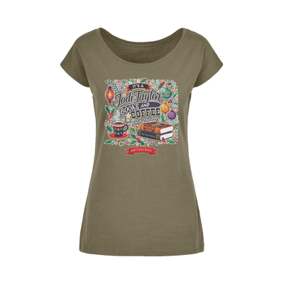 It's a Christmas Books and Coffee Kind of Day (UK) Wide Neck Womens T-Shirt XS-5XL