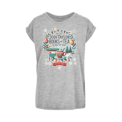 It's a Christmas Books and Tea Kind of Day (UK) Women's Extended Shoulder T-Shirt XS-5XL