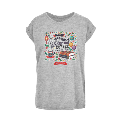 It's a Christmas Books and Coffee Kind of Day (UK) Women's Extended Shoulder T-Shirt XS-5XL